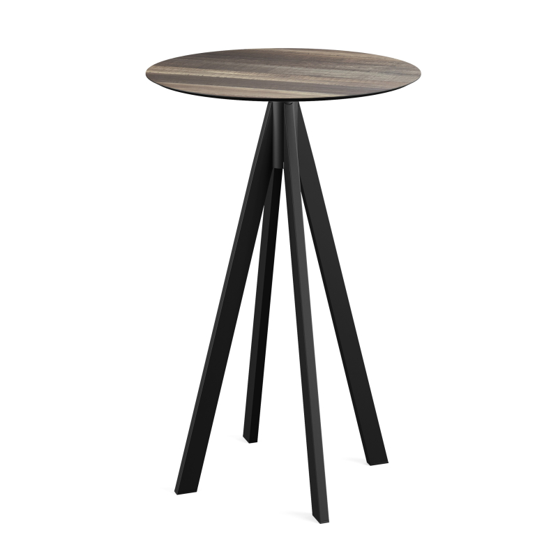Infinity staantafel met zwart onderstel + HPL blad Tropical Wood &Oslash;70 cm - Set van - VEBA - 120041270