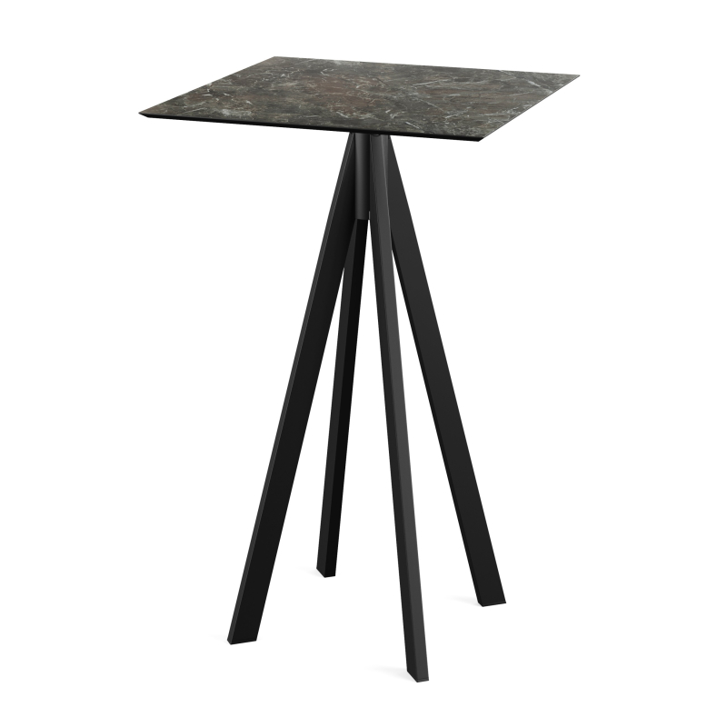 Infinity staantafel met zwart onderstel + HPL Galaxy Marble blad 70x70 cm - Set van - VEBA - 120041577