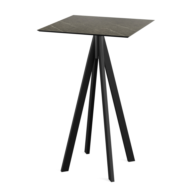 Infinity staand tafelblad met zwart onderstel + HPL plateau Midnight Marble 70x70 cm - Set van - VEBA - 120041677