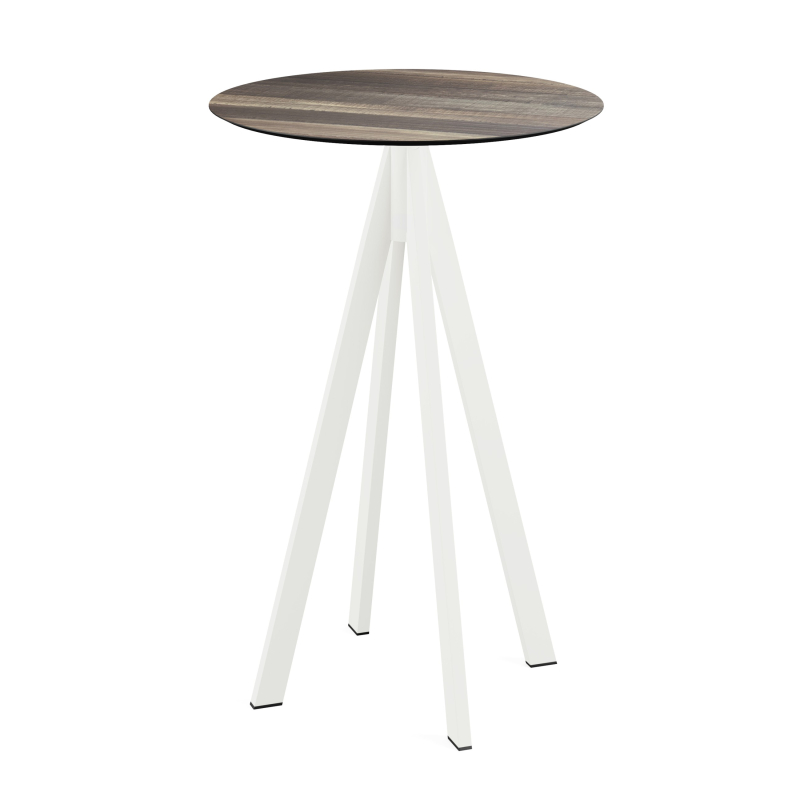 Infinity staantafel met wit onderstel + HPL Tropical Wood blad &Oslash;70 cm - Set van - VEBA - 120051270