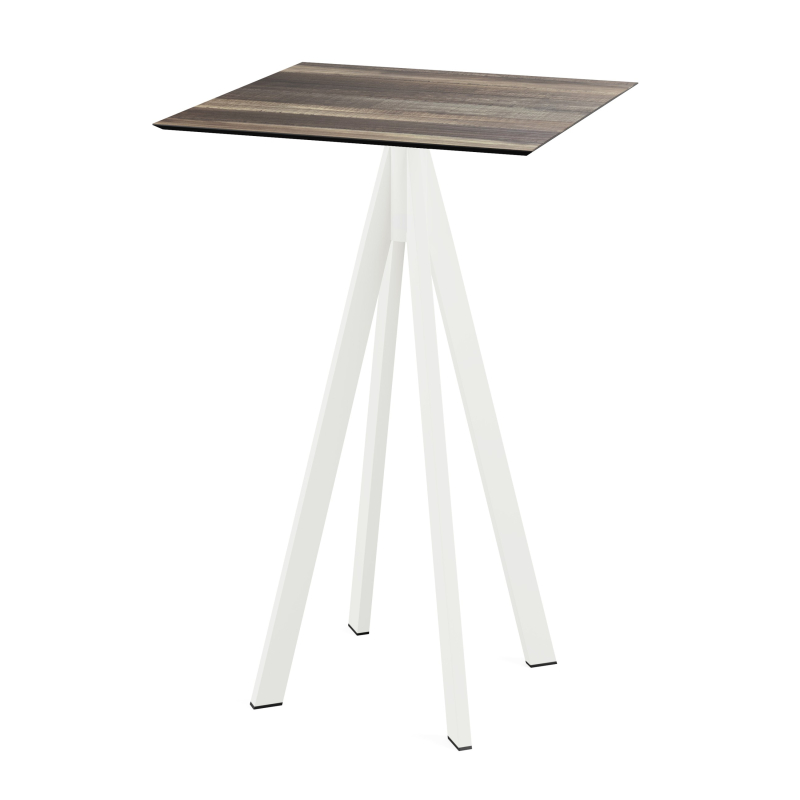 Infinity staantafel met wit onderstel + HPL Tropical Wood blad 70x70 cm - Partij van - VEBA - 120051277
