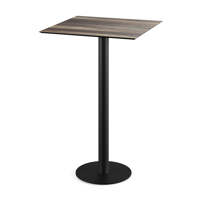 Urban statafel met zwart onderstel + HPL blad Tropical Wood 70x70 cm - Set van - VEBA - 130041277