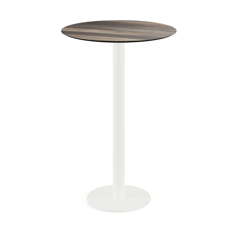 Urban staantafel met wit onderstel + HPL blad Tropical Wood &Oslash;70 cm - Set van - VEBA - 130051270