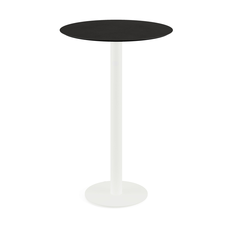 Urban hogtafel met wit onderstel + zwart HPL blad &Oslash; 70 cm - Set van - VEBA - 130051070