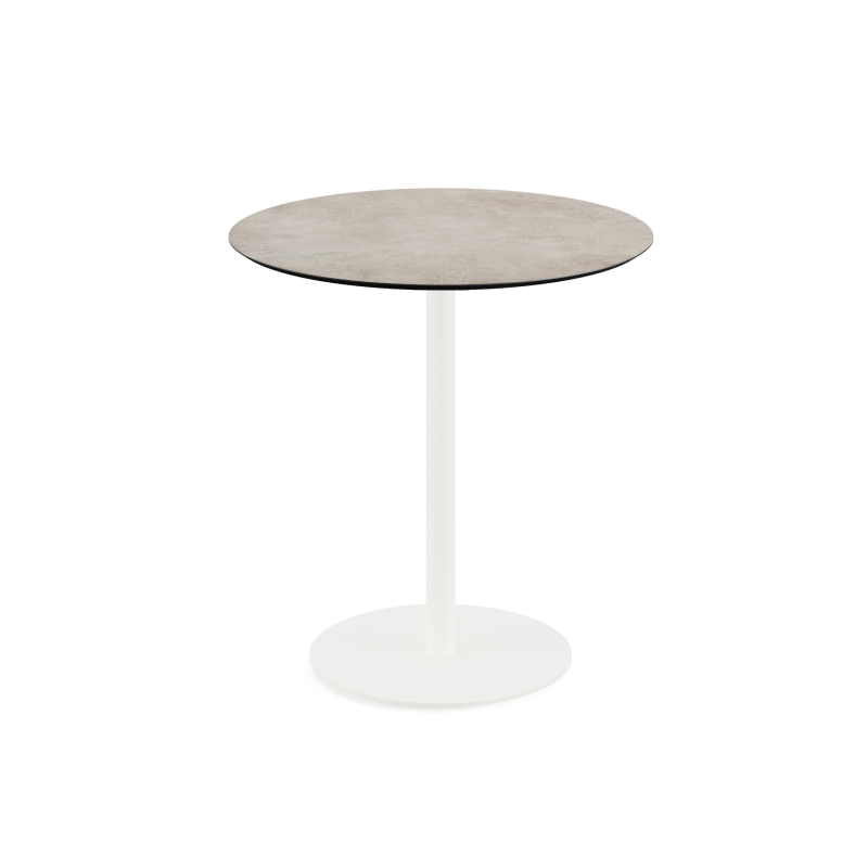 Urban bistrot tafel met wit onderstel + HPL blad Moonstone &Oslash;70 cm - Set van - VEBA - 130021370