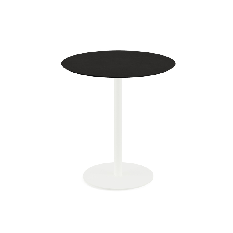 Urban tafel voor bistro met wit onderstel + zwart HPL blad &Oslash; 70 cm - Set van - VEBA - 130021070