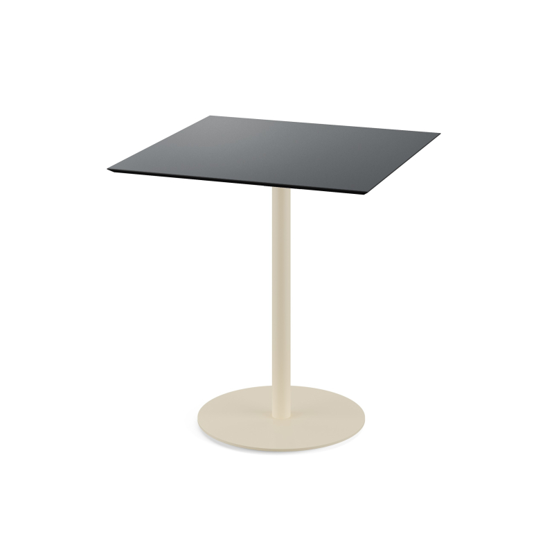 Urban bistrotafel met zandkleurige poot + zwart HPL blad 70x70 cm - Set van - VEBA - 130031077