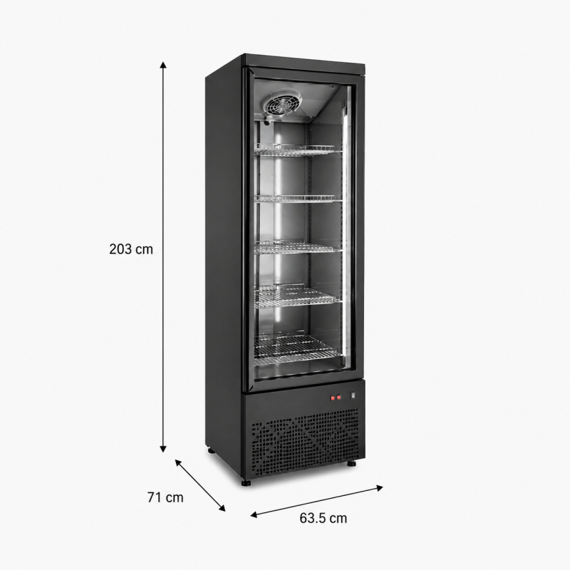Zwarte Positieve Koelkast met Glazen Deur - 600 L