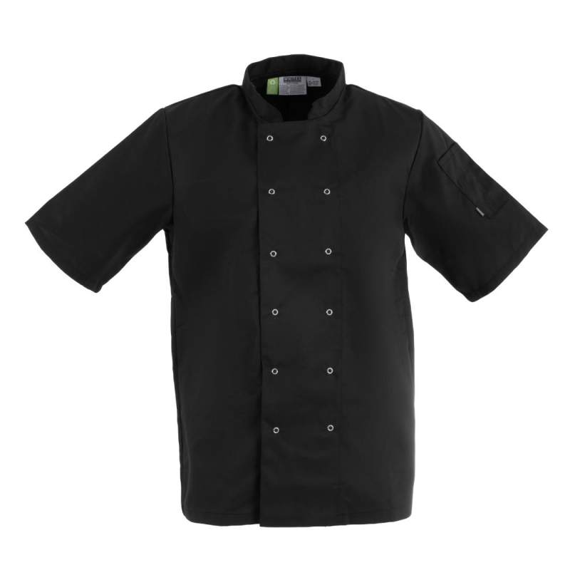 Veste de cuisine mixte Whites Vegas manches courtes noire 3XL - Gastronoble - A439-3XL