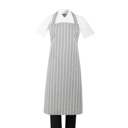 Tablier bavette ray&eacute; gris et blanc Whites - Gastronoble -&hellip;