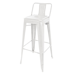 Tabouret haut Bolero Bistro en acier avec dossier blanc&hellip;
