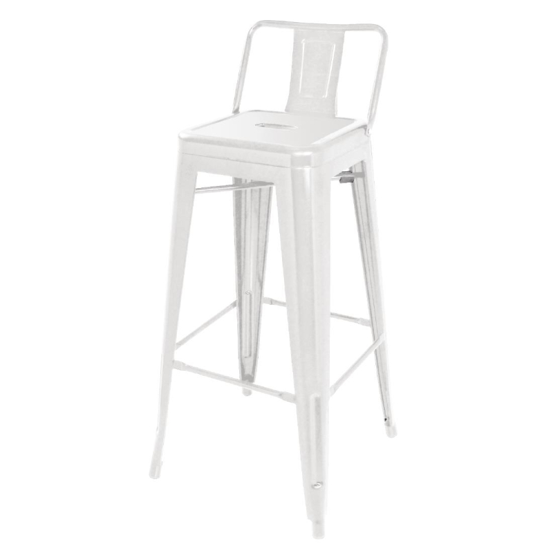 Hoge kruk Bolero Bistro in staal met witte rugleuning (set van 4)