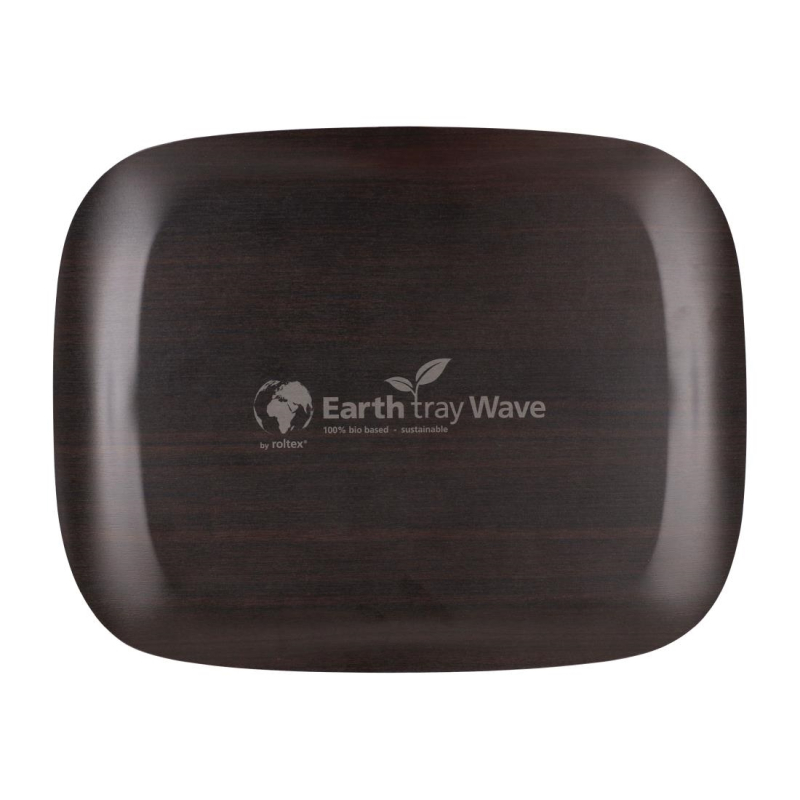 Serveerblad Roltex Wave 46x36cm donker hout met nerven