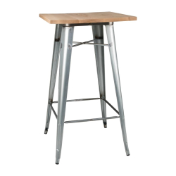 Hoge tafel gegalvaniseerd staal met houten blad Bolero&hellip;