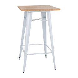 Staande tafel wit met houten blad Bolero Bistro