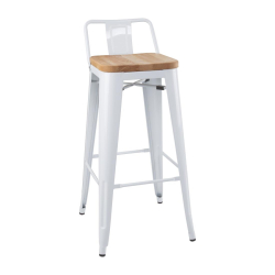 Tabourets bistro hauts avec dossier et assise en bois&hellip;