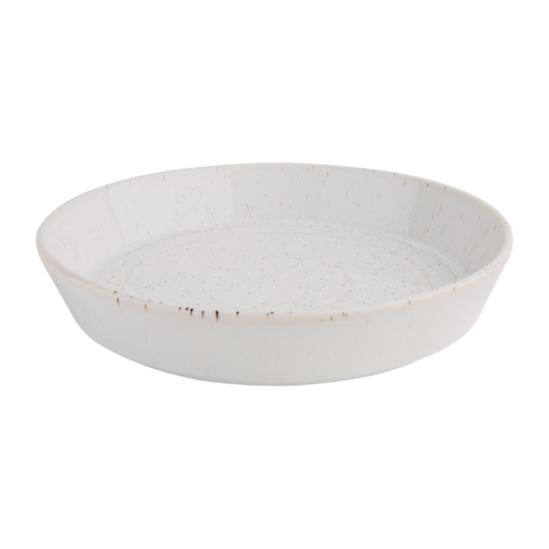 Bols Plats Ronds Mouchet&eacute;s Blancs Olympia Cavolo 220mm (Lot de 4)