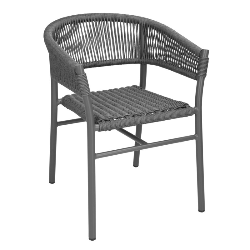 Grijze gevlochten touwstoelen Bolero Florence (set van 2)