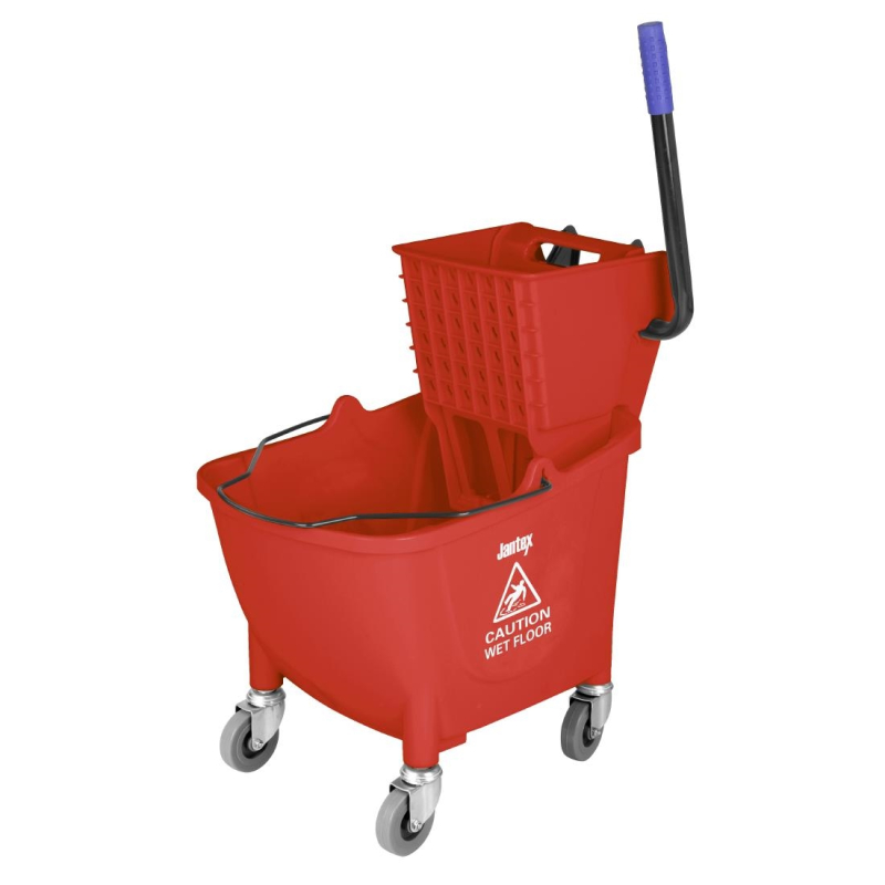 Seau essoreur avec p&eacute;dale de vidange Jantex 30L rouge