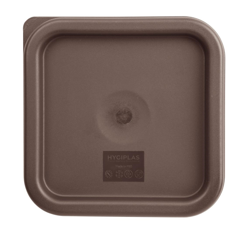 Petit couvercle carr&eacute; pour bo&icirc;te alimentaire Hygiplas marron