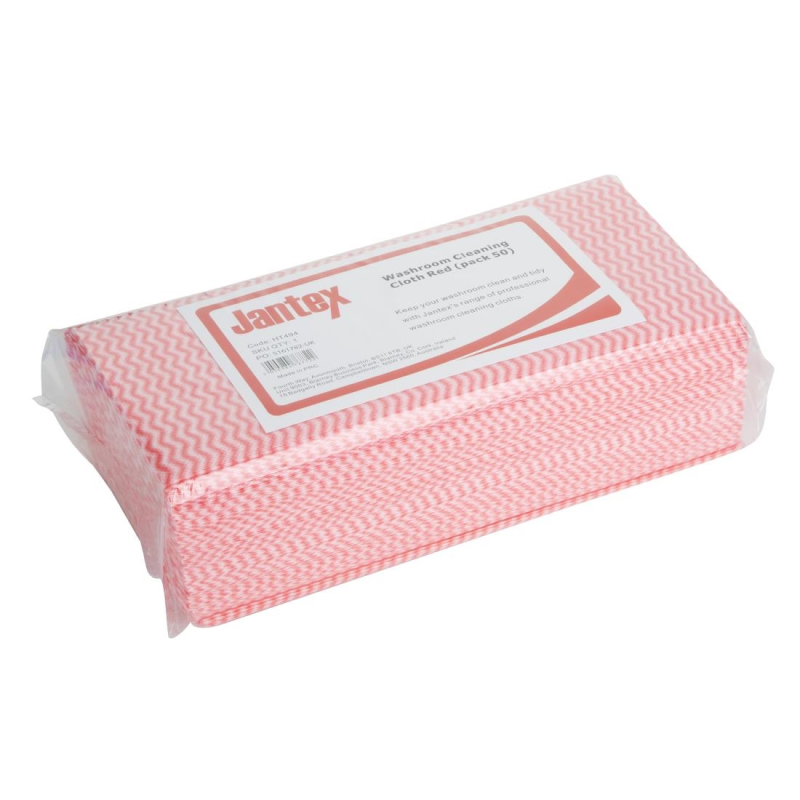 Chiffons de nettoyage salle de bain Jantex rouges (lot de 50)