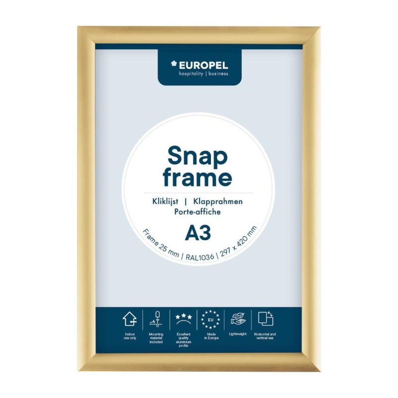Klemmable frame Europel A3 25mm goud
