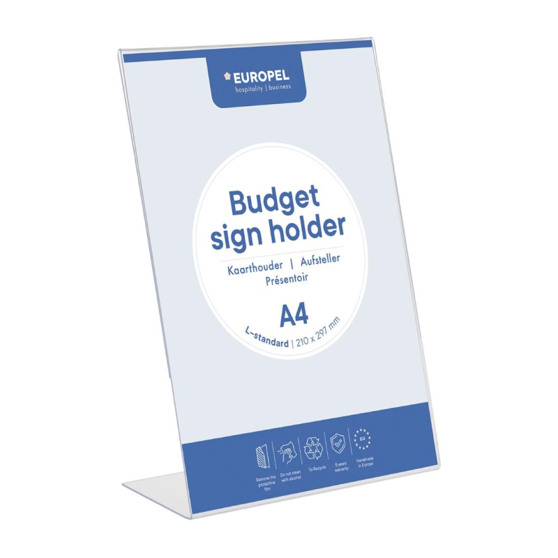 Tafelstandaard Europel Budget L-standard A4 transparant