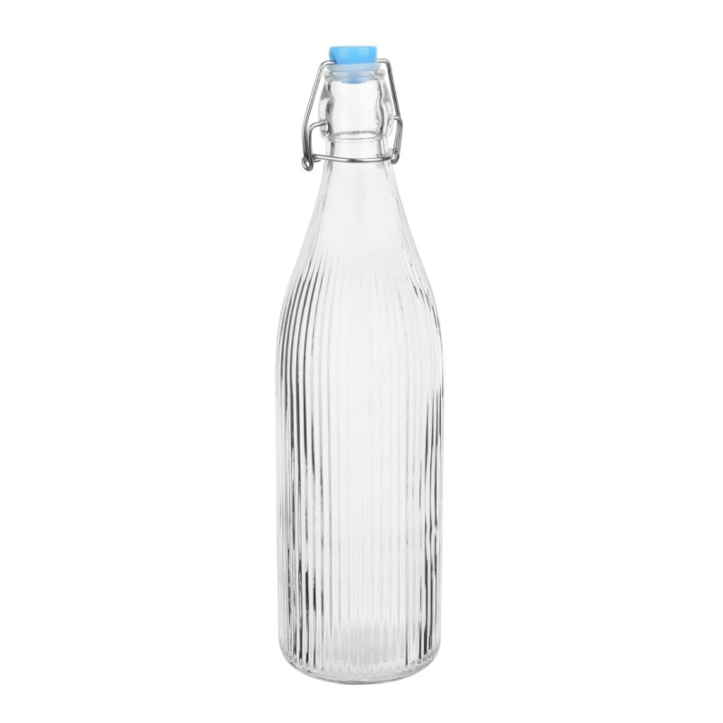 Bouteilles d'eau rainur&eacute;es &agrave; bouchon m&eacute;canique Olympia 1L (lot de 6)