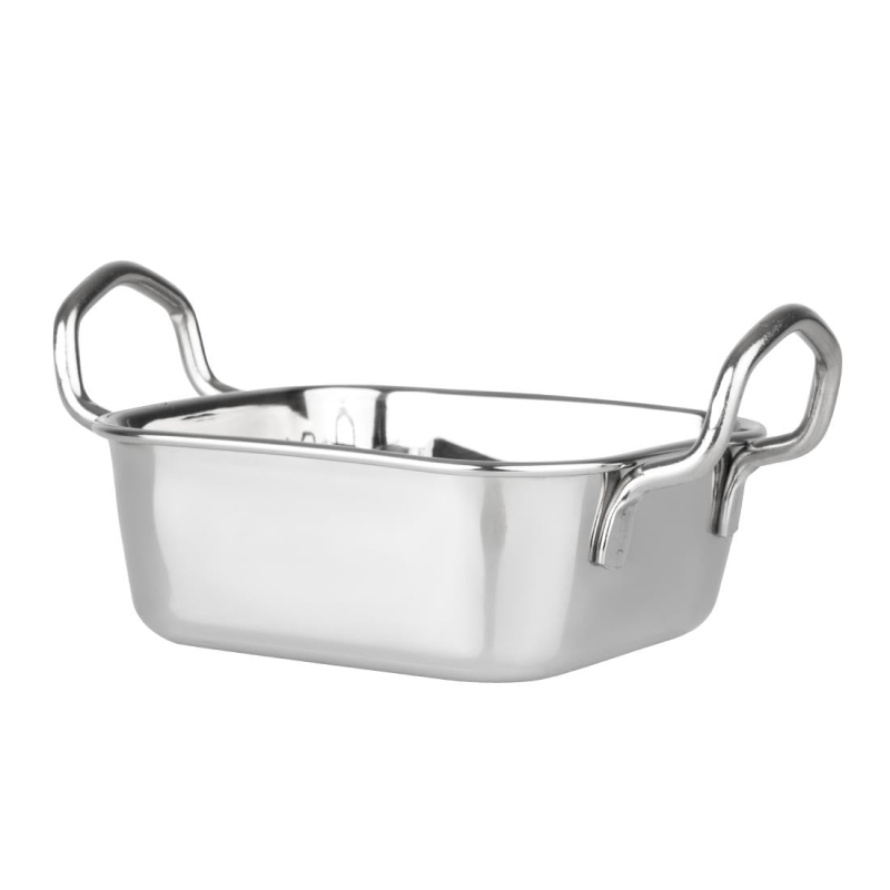 Plat de pr&eacute;sentation en inox carr&eacute; Olympia 115x115mm