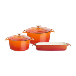 Lot de 3 plats en fonte Vogue orange