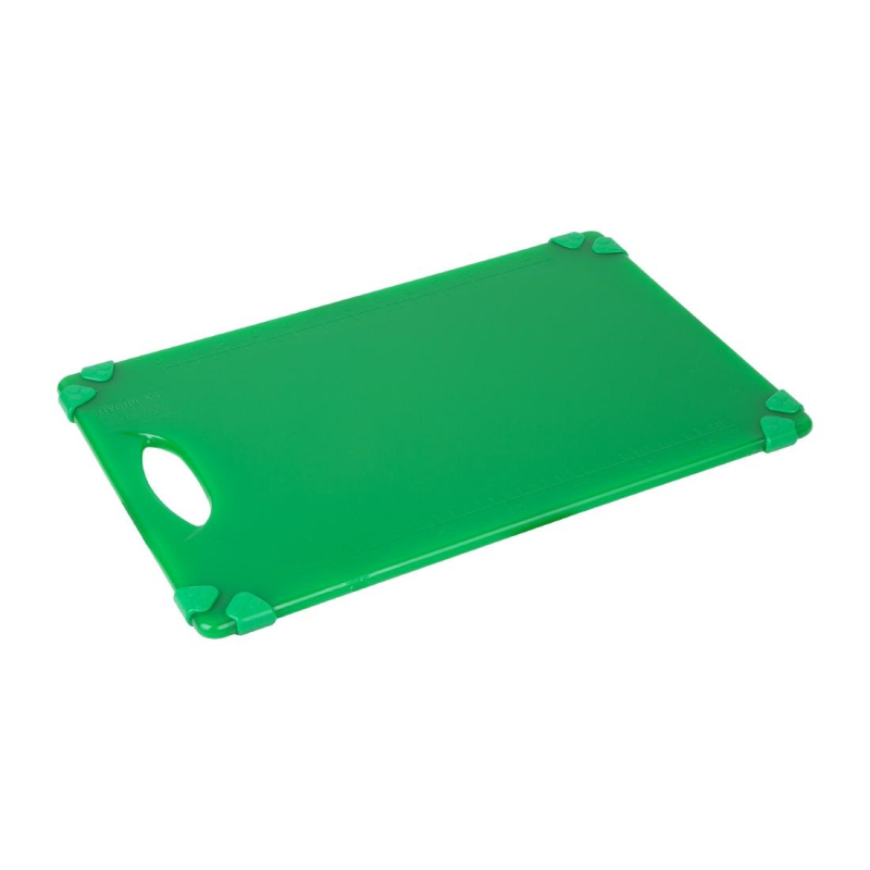 Planche &agrave; d&eacute;couper antid&eacute;rapante professionnelle Hygiplas verte 458x306mm