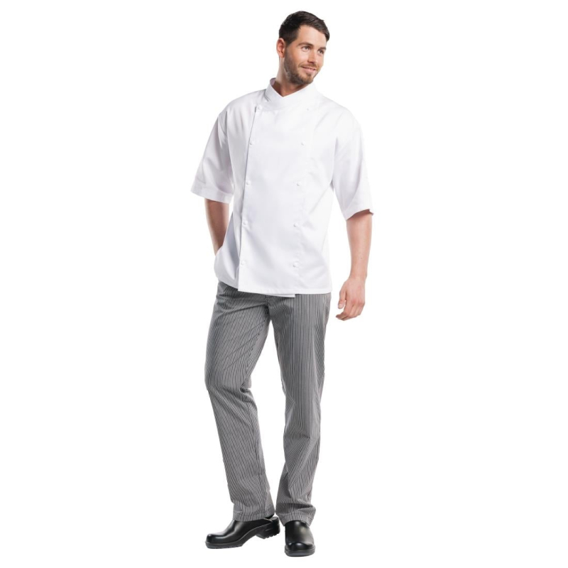 Unisex keukenpantalon Chaud Devant Grigio gestreept grijs en zwart 36