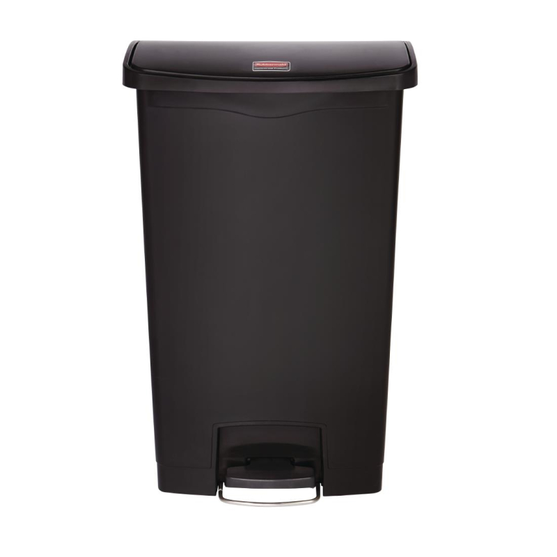 Poubelle &agrave; p&eacute;dale frontale Rubbermaid Slim Jim noire 68L