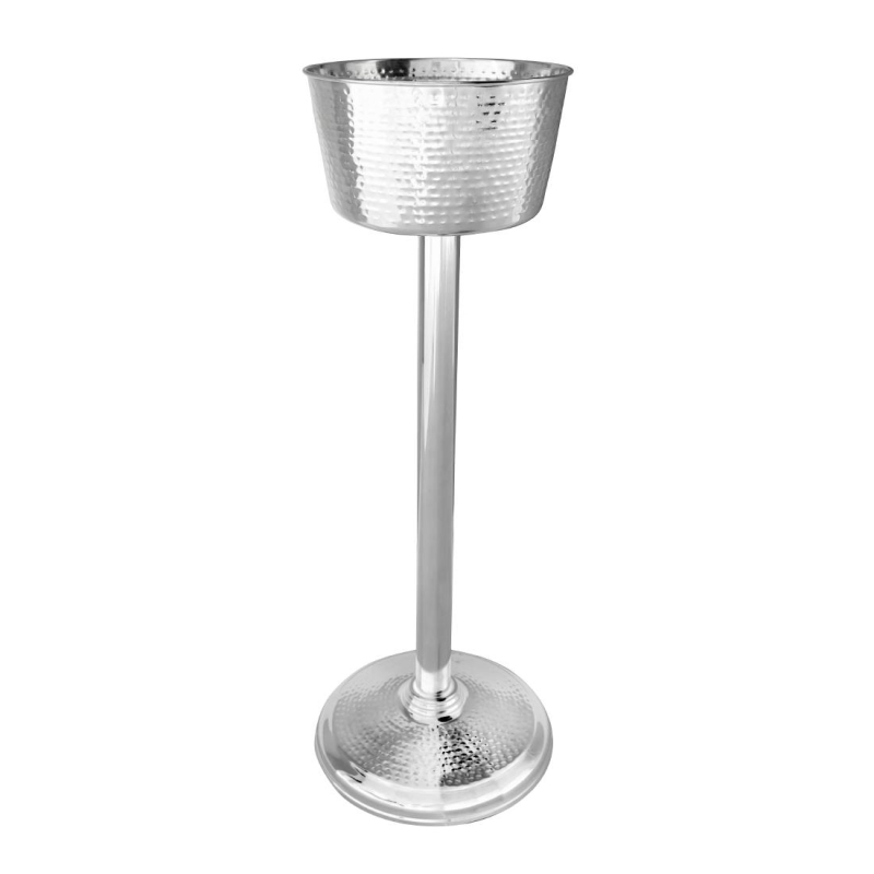 Porte-seau &agrave; vin sur pied en inox martel&eacute; Olympia