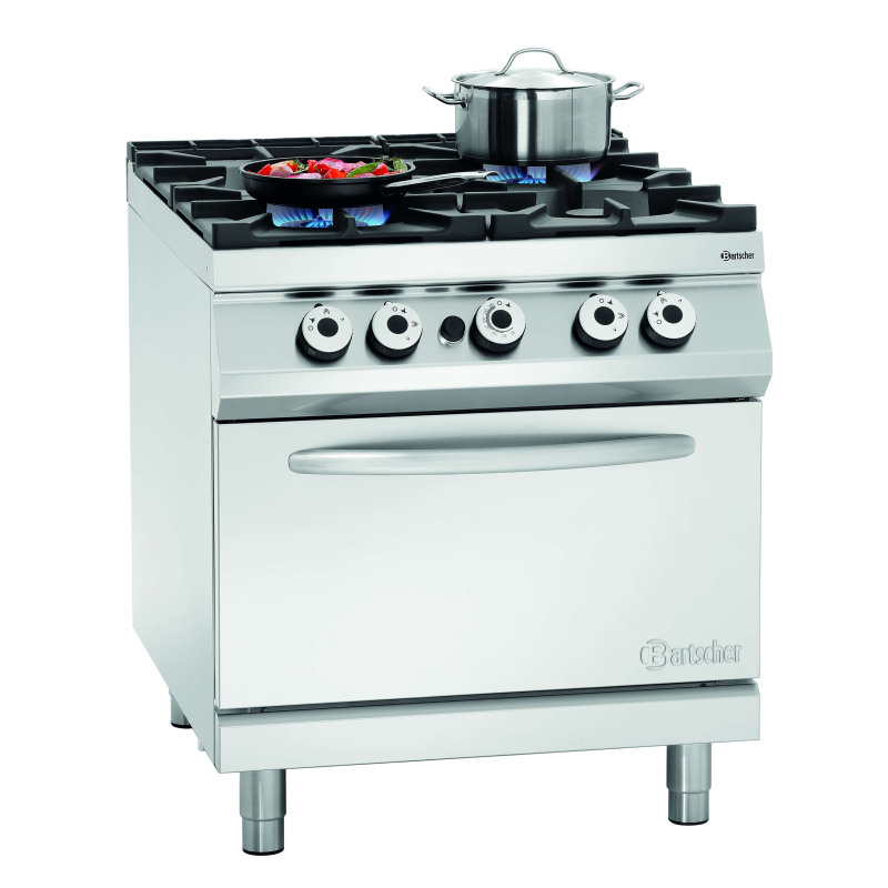 4-pits gasfornuis op 2/1 GN gasoven - Bartscher 900