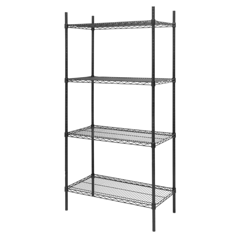 Opbergrek 4 niveaus zwarte epoxycoating Nisbets Essentials 1830x910x460mm - Gastronoble - JE360