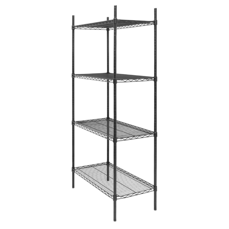 Opbergrek 4 niveaus zwarte epoxycoating Nisbets Essentials 1830x910x460mm - Gastronoble - JE360