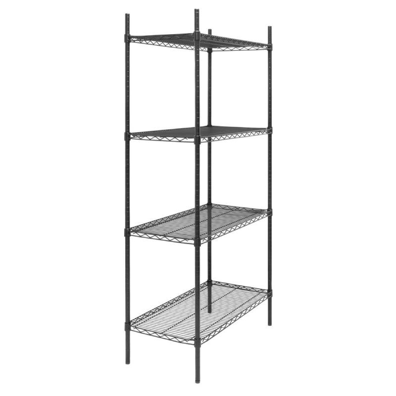 Opbergrek 4 niveaus zwarte epoxycoating Nisbets Essentials 1830x910x460mm - Gastronoble - JE360