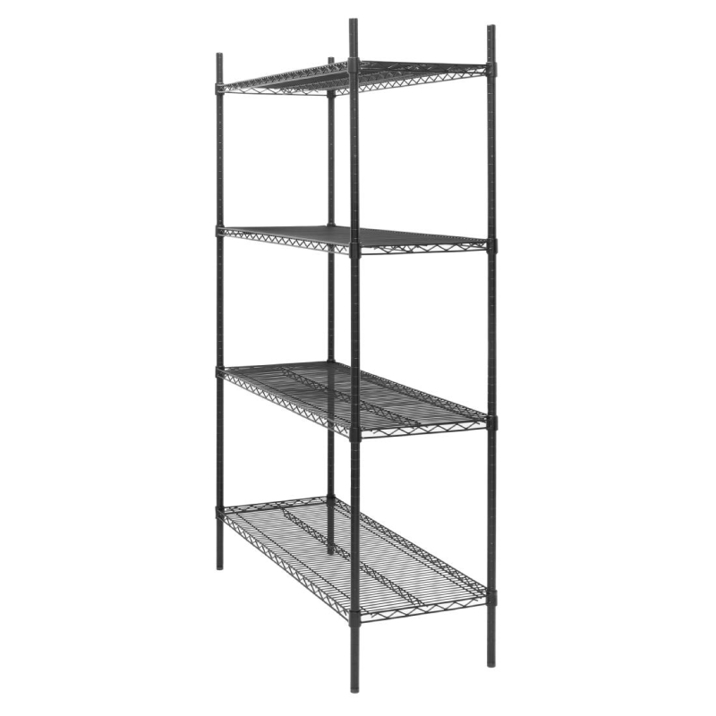 Opbergrek 4 niveaus zwarte epoxycoating Nisbets Essentials 1830x1220x460mm - Gastronoble - JE361