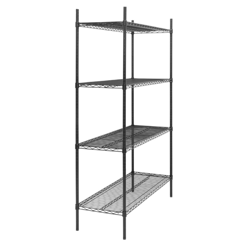 Opbergrek 4 niveaus zwarte epoxycoating Nisbets Essentials 1830x1220x460mm - Gastronoble - JE361