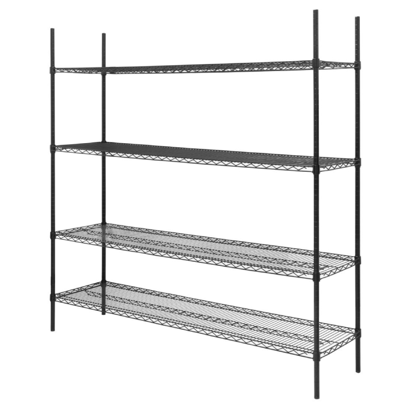 4-niveau opbergrek zwarte epoxycoating Nisbets Essentials 1830x1820x460mm - Gastronoble - JE363