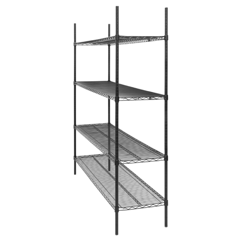 4-niveau opbergrek zwarte epoxycoating Nisbets Essentials 1830x1820x460mm - Gastronoble - JE363