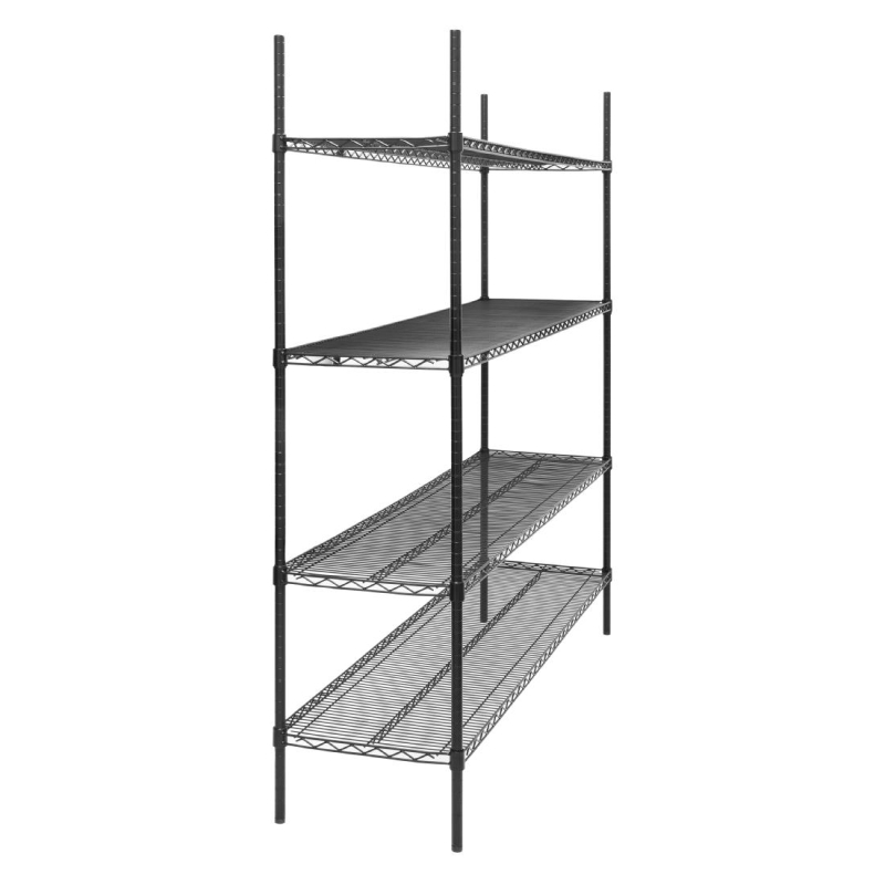 4-niveau opbergrek zwarte epoxycoating Nisbets Essentials 1830x1820x460mm - Gastronoble - JE363