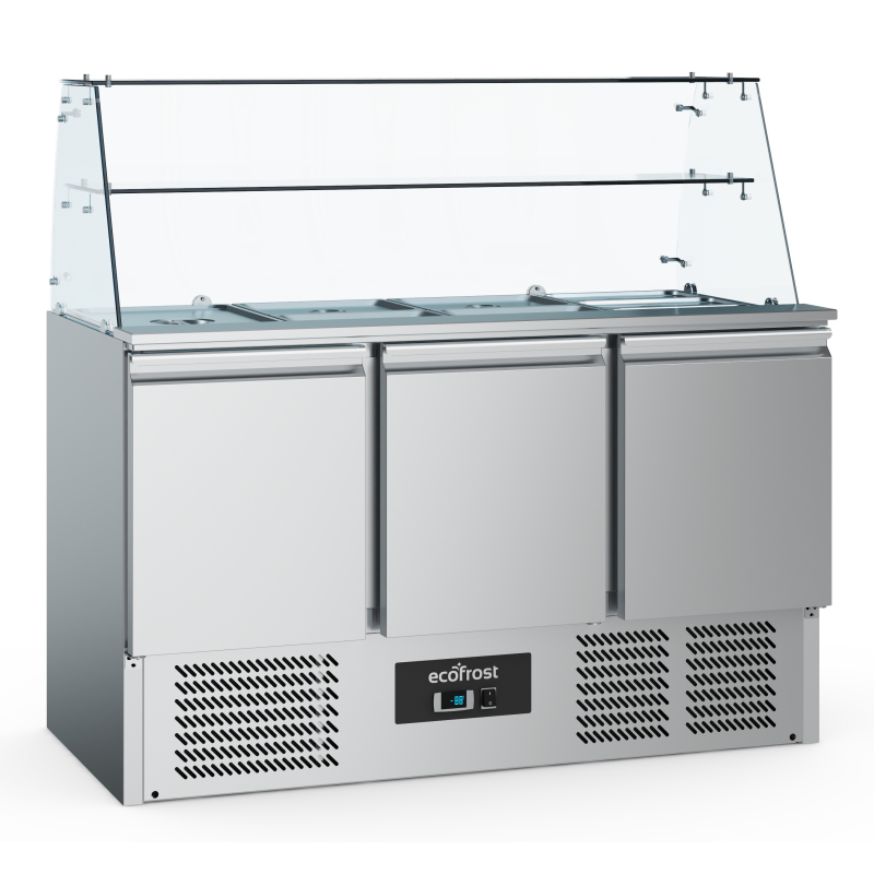 Saladette r&eacute;frig&eacute;ree avec verre 3 portes - Combisteel - 7950.5110