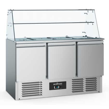 Saladette r&eacute;frig&eacute;ree avec verre 3 portes - Combisteel - 7950.5110