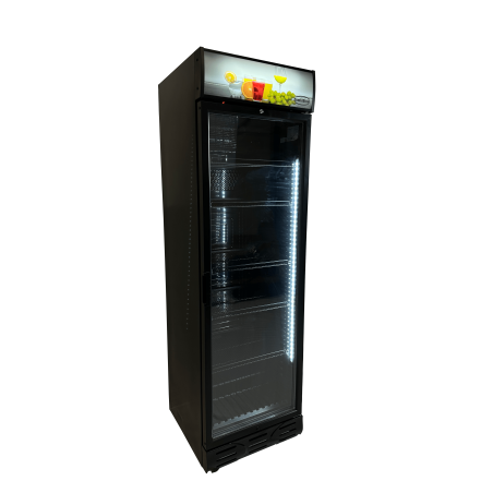 R&eacute;frig&eacute;rateur 1 porte en verre noir sens ouverture porte gauche - Combisteel - 7464.0093