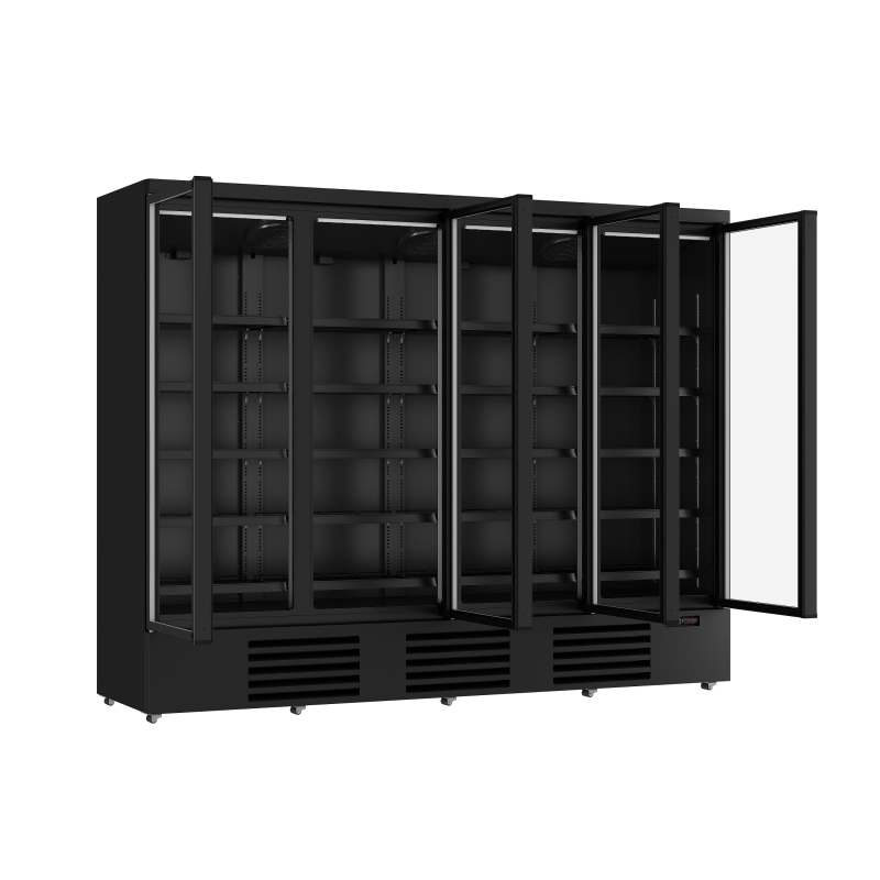 R&eacute;frig&eacute;rateur 4 portes en verre noir jde-2025r bl *transport sur demande* - Combisteel - 7455.2240