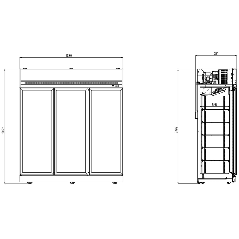 R&eacute;frig&eacute;rateur 3 portes en verre ins-1530r - Combisteel - 7455.2410