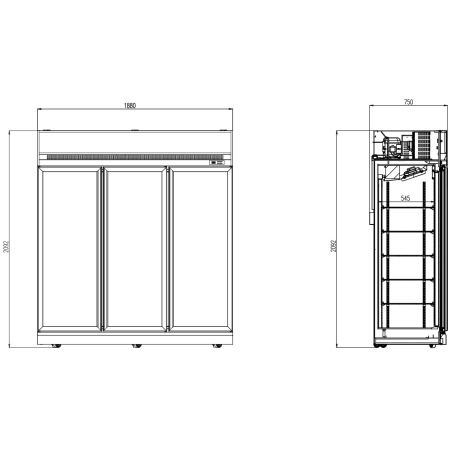 R&eacute;frig&eacute;rateur 3 portes en verre ins-1530r - Combisteel - 7455.2410