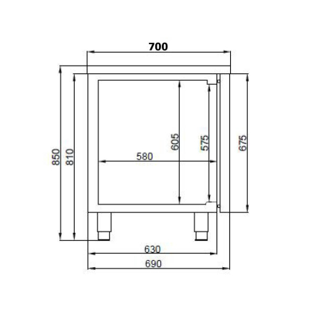 700 table r&eacute;frig&eacute;r&eacute;e 4 portes excl. moteur - Combisteel - 7489.5095